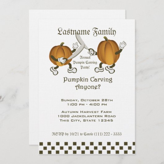 Invitation Soirée citrouille (Devant / Derrière)