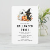 Invitation Soirée Citrouille Halloween Cat Ghost (Debout devant)