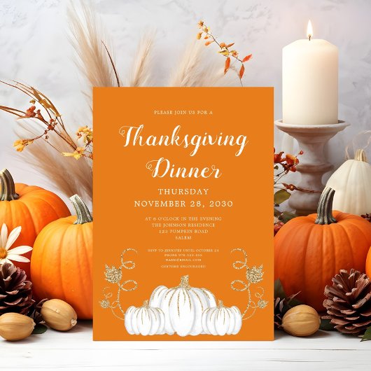 Invitation Soirée Citrouille Orange Thanksgiving