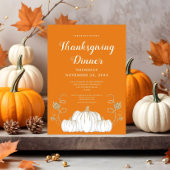 Invitation Soirée Citrouille Orange Thanksgiving