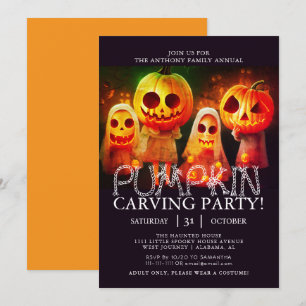 Invitation Soirée Citrouille simple Halloween Éffrayant Inv