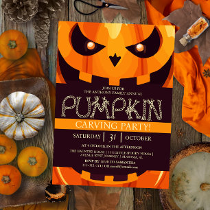 Invitation Soirée Citrouille simple Halloween Éffrayant Invi