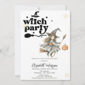 Invitation Soirée Citrouille sorcière mignonne Anniversaire (Devant)