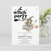 Invitation Soirée Citrouille sorcière mignonne Anniversaire (Debout devant)