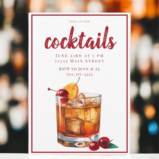 Invitation Soirée Classique avec Cocktail Old Fashioned