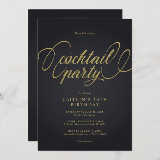 Invitation Soirée Cocktail (Devant / Derrière)
