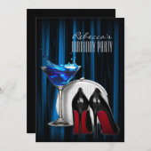Invitation soirée cocktail à la sole rouge stiletto girly mar (Devant / Derrière)