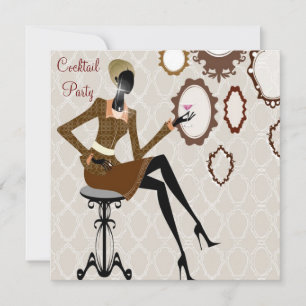 Invitation Soirée cocktail chic boutique damassé