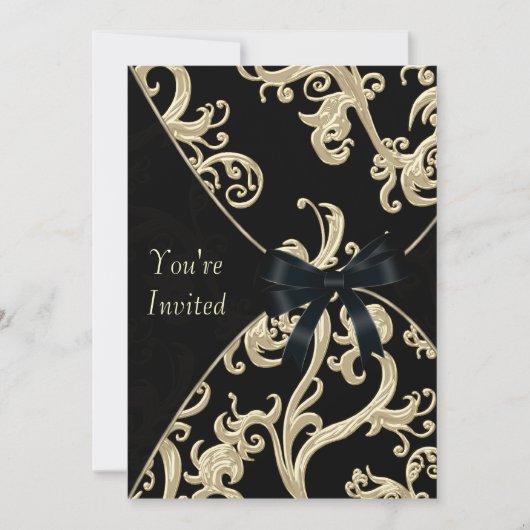 Invitation Soirée Cocktail Crème Noir (Devant)