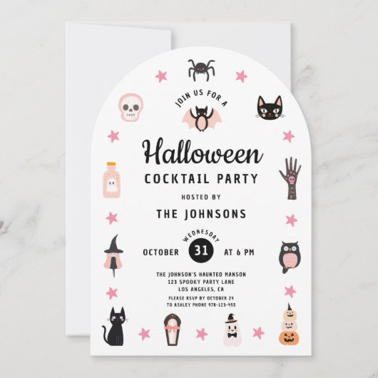 Invitation Soirée Cocktail Cute Halloween (Devant)