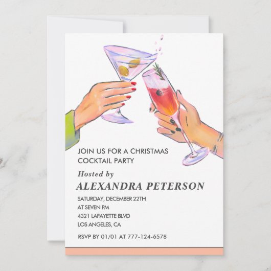 Invitation Soirée Cocktail de Noël (Devant)