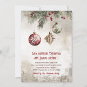 Invitation Soirée Cocktail de Noël Rouge Bourgogne (Devant)