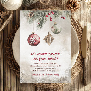 Invitation Soirée Cocktail de Noël Rouge Bourgogne