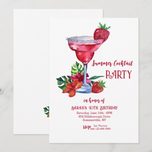 Invitation Soirée cocktail d'été (Devant / Derrière)