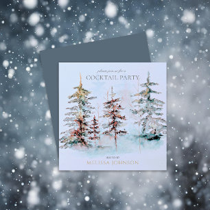 Invitation Soirée Cocktail Elegant Watercolor Pine Forest