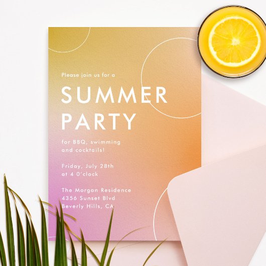 Invitation Soirée Cocktail Été Simple Et Moderne (Rose)