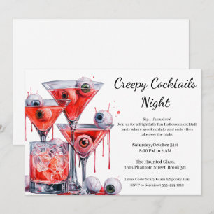 Invitation Soirée Cocktail Halloween Boisson Creepy Eyeball