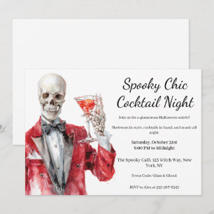 Invitation Soirée Cocktail Halloween Nuit Chic et Squeletti