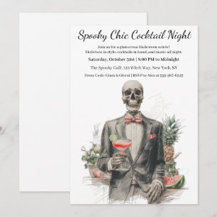 Invitation Soirée Cocktail Halloween Nuit Chic et Squeletti