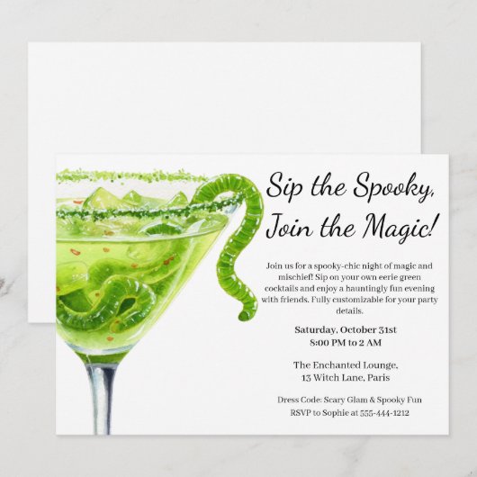 Invitation Soirée Cocktail Halloween | Potion Magique (Devant / Derrière)