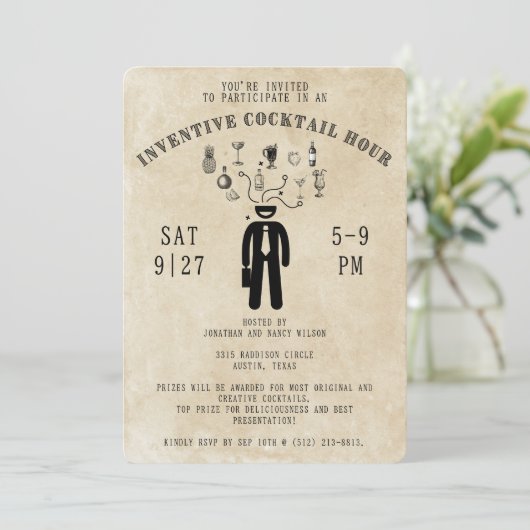 Invitation soirée cocktail inventive (Debout devant)