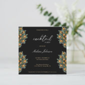 Invitation Soirée Cocktail moderne Peacock Feathers (Debout devant)