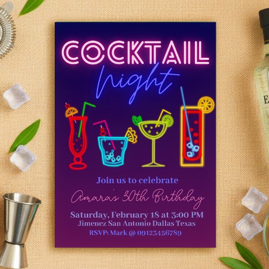 Invitation Soirée Cocktail - Neon Drink