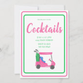 Invitation Soirée Cocktail Panier de Golf Rose / Rose Vert Pr (Devant)