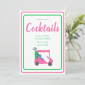 Invitation Soirée Cocktail Panier de Golf Rose / Rose Vert Pr (Debout devant)