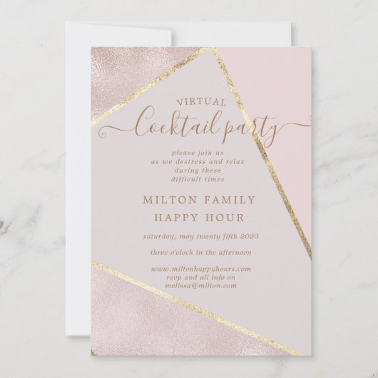 Invitation soirée cocktail virtuel or et parties scintillant  (Devant)