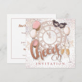 Invitation Soirée ConfettI à la fête du Nouvel An (Devant / Derrière)