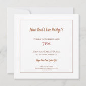 Invitation Soirée ConfettI à la fête du Nouvel An (Dos)