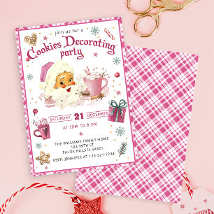 Invitation Soirée Cookie de Noël rose Père Noël