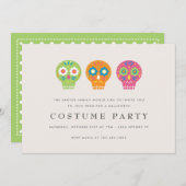 Invitation Soirée costume de crânes de sucre (Devant / Derrière)