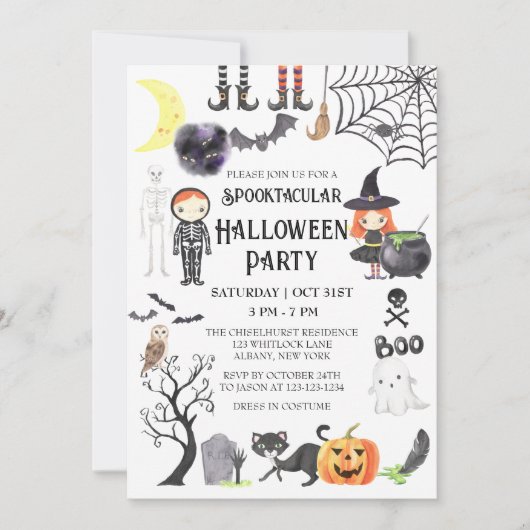 Invitation Soirée Costume Éffrayant Halloween Party (Devant)