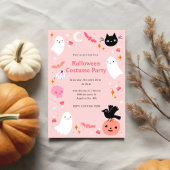 Invitation Soirée Costume Halloween rose