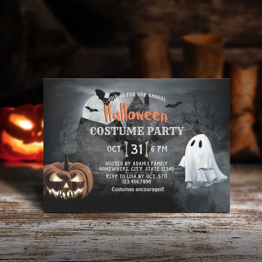 Invitation Soirée Costume Halloween Spooktacular
