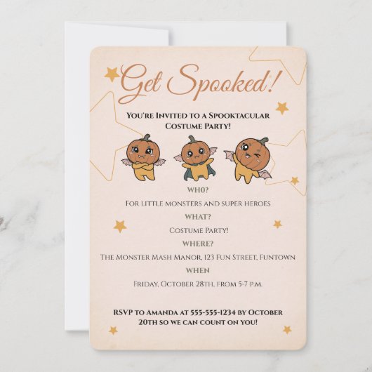 Invitation Soirée costumée Citrouille d'Halloween Éffrayante (Devant)