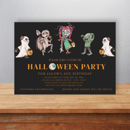 Invitation Soirée costumée d'anniversaire d'Halloween