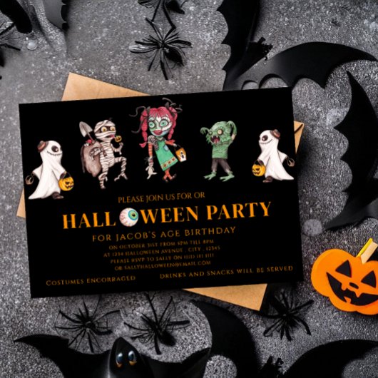 Invitation Soirée costumée d'anniversaire d'Halloween