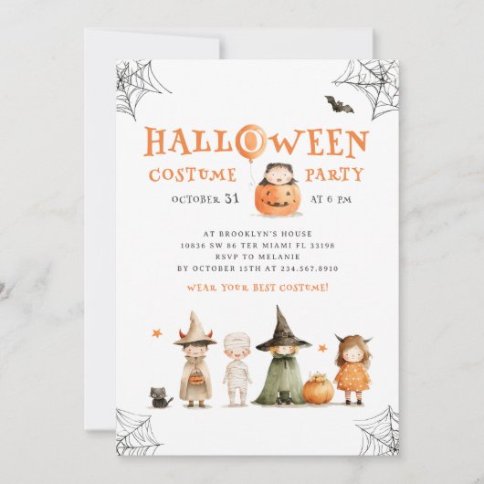 Invitation Soirée costumée d'Halloween (Devant)