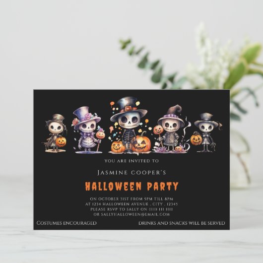 Invitation Soirée costumée d'Halloween (Debout devant)