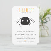 Invitation Soirée costumée d'Halloween à l'araignée mignonne (Debout devant)