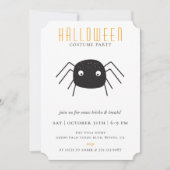 Invitation Soirée costumée d'Halloween à l'araignée mignonne (Devant)