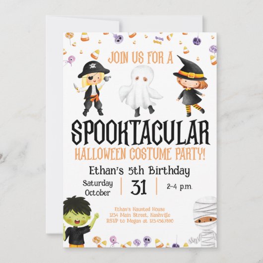 Invitation Soirée costumée d'Halloween Anniversaire de la fêt (Devant)