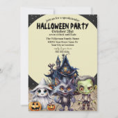 Invitation Soirée costumée d'Halloween et Maison hantée (Devant)