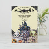 Invitation Soirée costumée d'Halloween et Maison hantée (Debout devant)