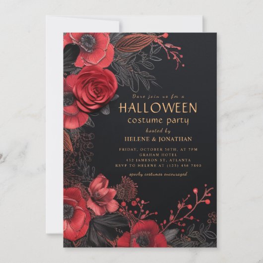 Invitation Soirée costumée d'Halloween gothique foncé pour ad (Devant)