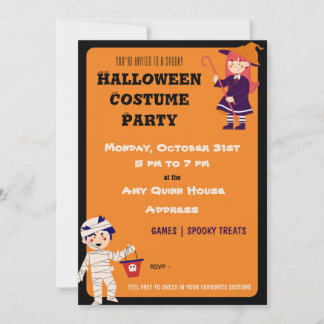 Invitation Soirée costumée d'Halloween pour enfants