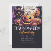 Invitation Soirée costumée d'Halloween violet (Devant)